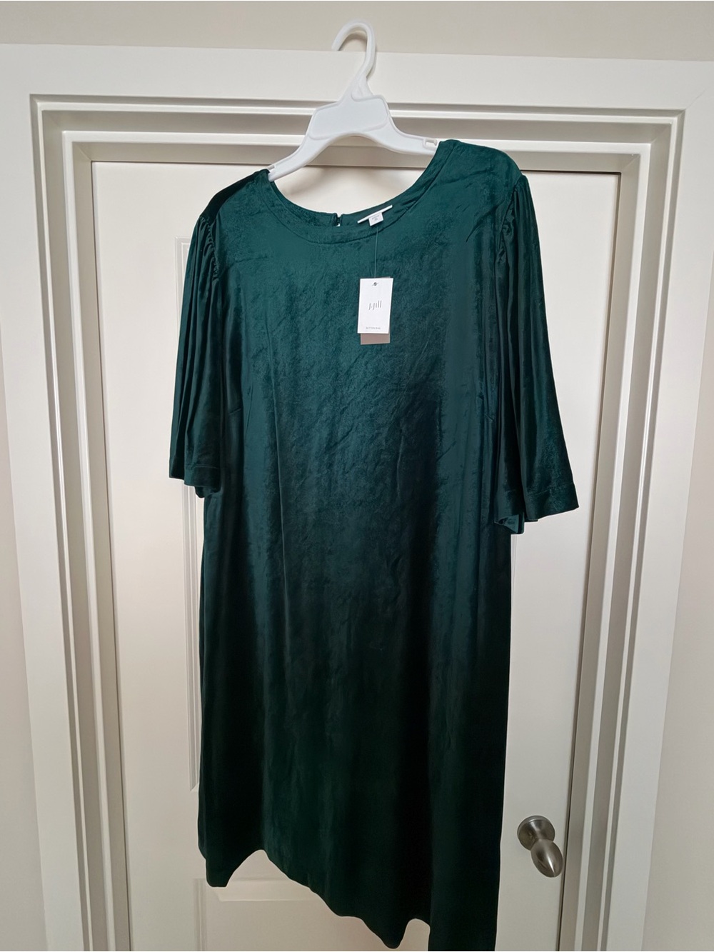 J. Jill Emerald Green velvety Midi Shift Dress